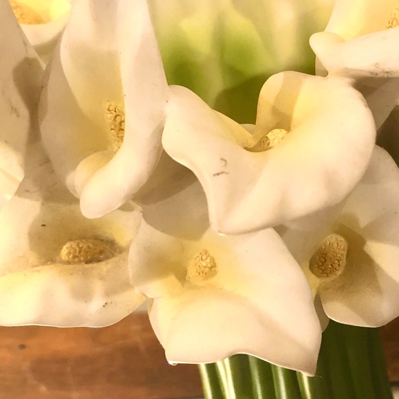 VTG Ibis & Orchid Calla Lily #301 Hand Cast Bonded Painted Marble Art Vase 13" - Picture 8 of 12